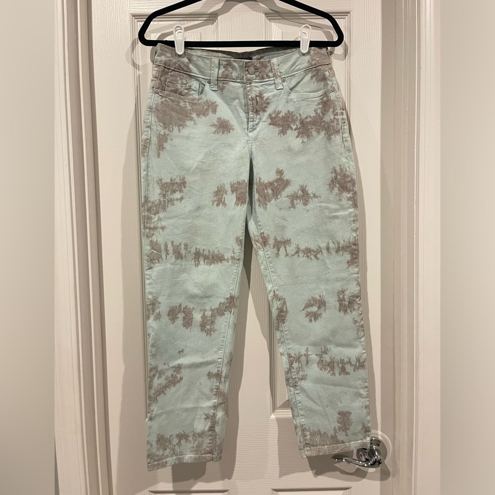 Blue Tie Dye Ankle Jeans NYDJ Mid-Rise Skinny